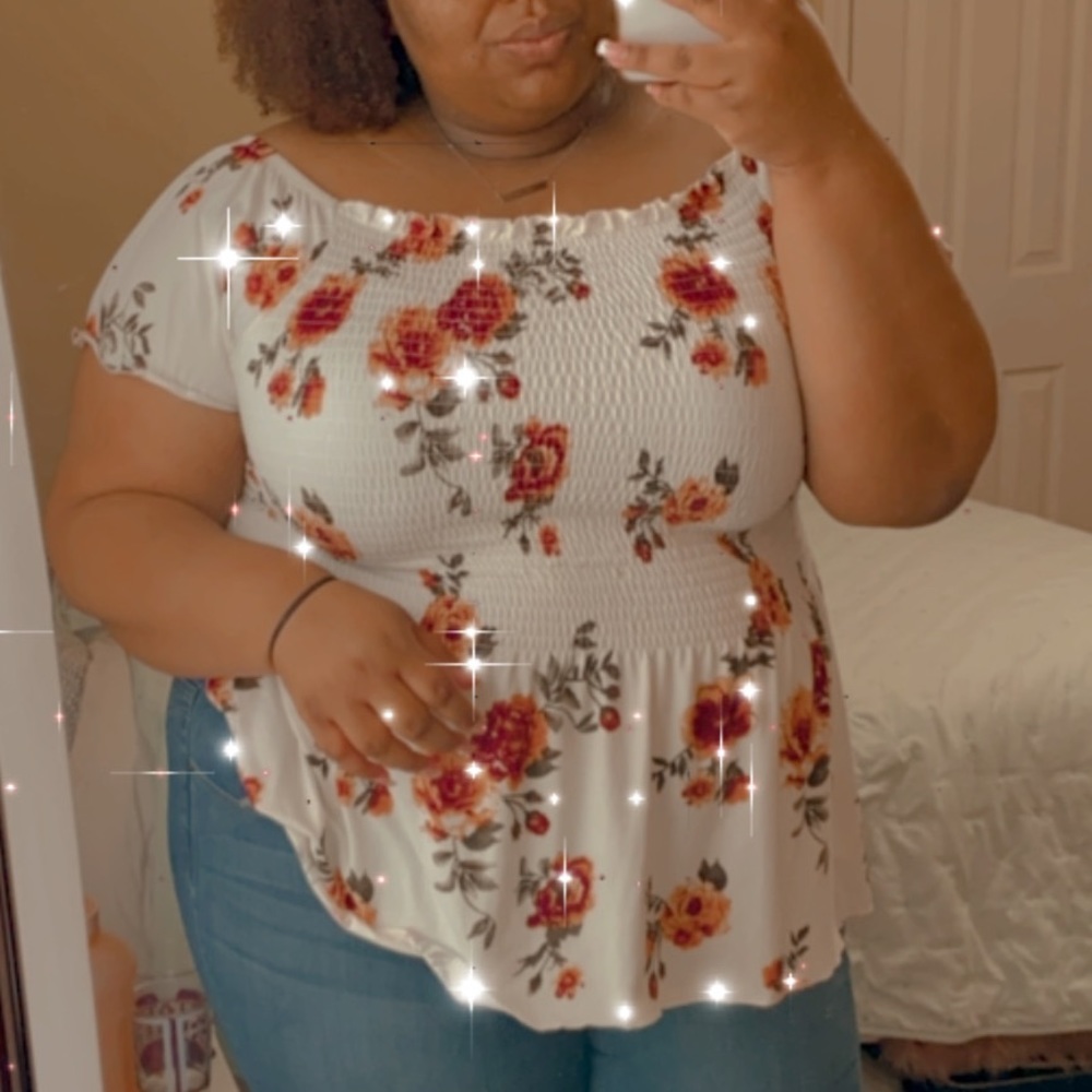 off shoulder blouse (roses)